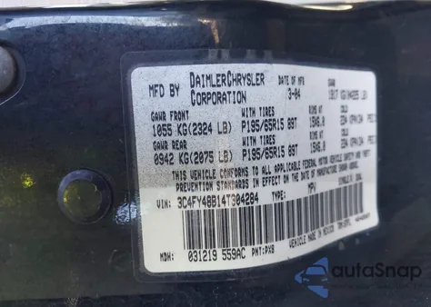 2004 Chrysler Pt Cruiser from USA, damaged, VIN 3C4FY48B14T304284